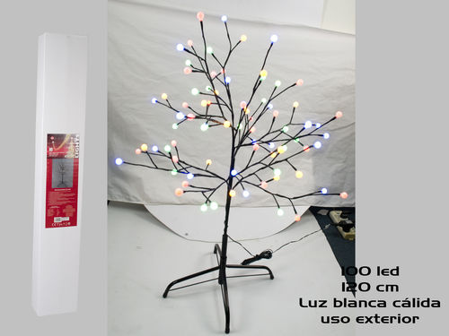 Árbol 120 cm 100 led bolas blancas EXT