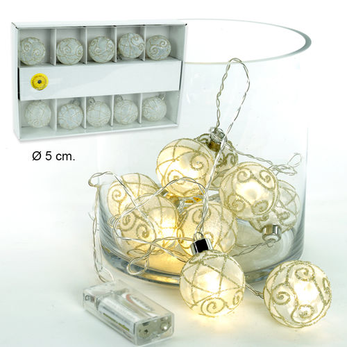 Guirnalda 10 Luces Led Bolas Cristal Navidad