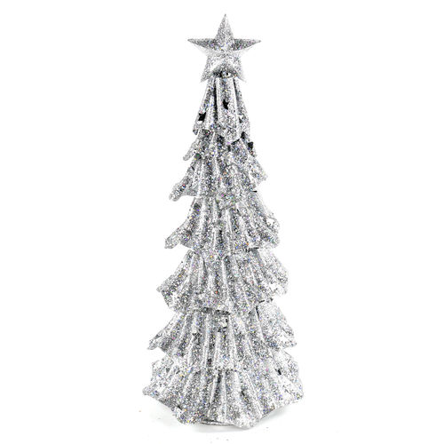 Árbol Hierro Plata Decoración Navidad 11.50x11.50x30 cm