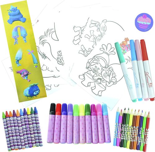 Set papelería con pizarra Trolls