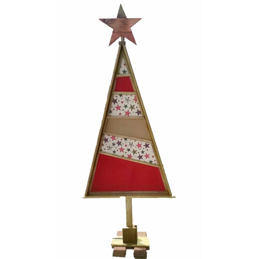 Árbol Navidad artesanal ecológico de madera con estrella 210 x 98 cm