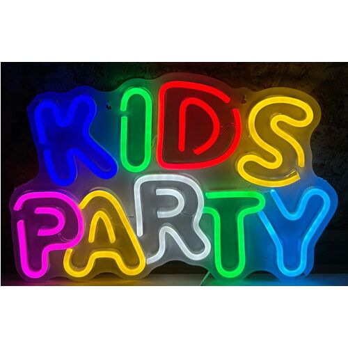 Cartel led decoracin "Kids Party" 42 x 28 cm