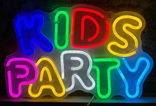 Cartel led decoracin "Kids Party" 42 x 28 cm