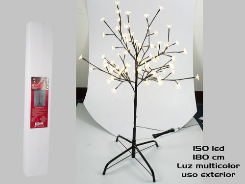 Árbol 180 cm 150 led flores multicolor ext