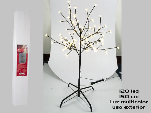 Árbol 150 cm 120 led flores multicol ext