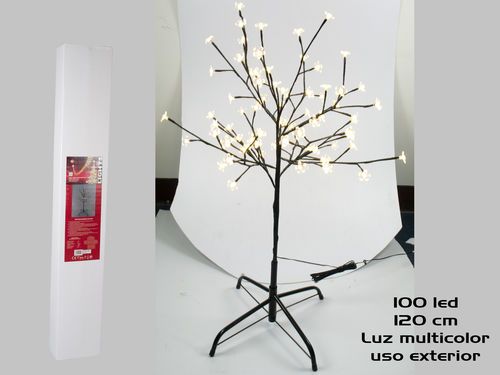 Árbol 120 cm 100 led flores multicol ext