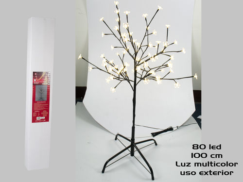 Árbol 100 cm 80 led flores cálida ext