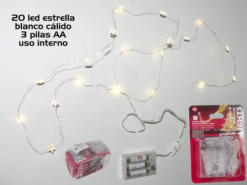 Guirnalda 20 led micro estrella - pilas