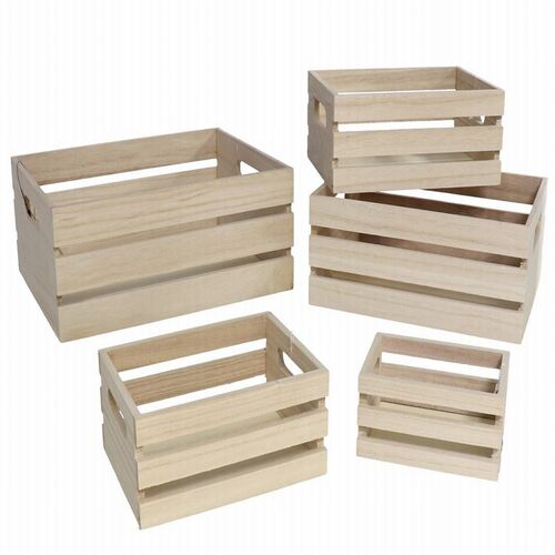 Set 5 cajas madera Natural 30.5 x 22.5 x 12 cm