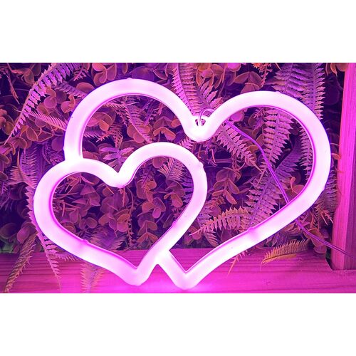 Cartel led decoración "Hearts" 23 x 17 cm