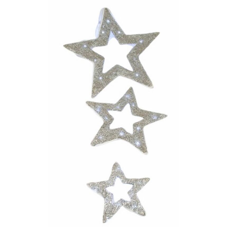 Set estrellas 30 LED plata