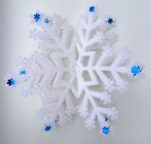 Espuma decorativa copo de nieve adornos azules 3D - 30 cm