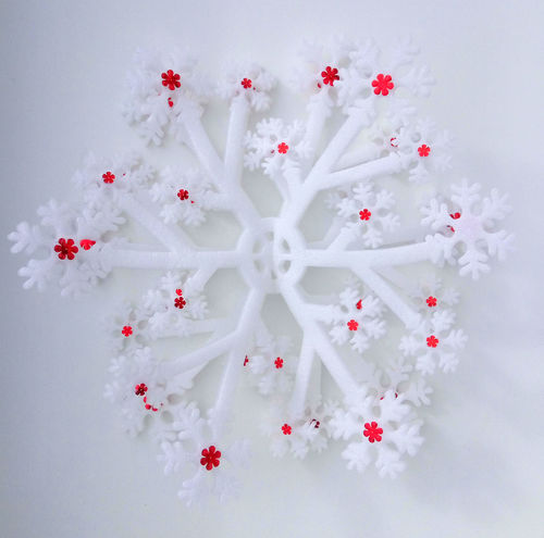 Espuma decorativa copo de nieve adornos rojo 3D - 50 cm