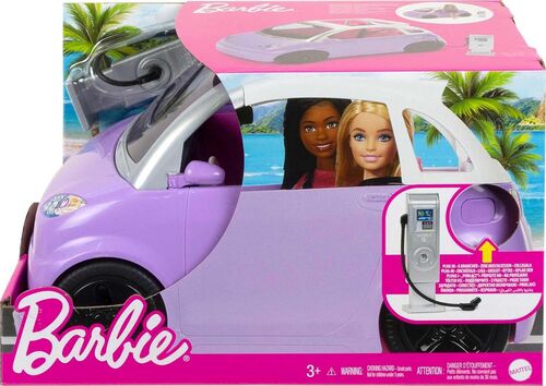 Coche eléctrico Barbie y estación carga