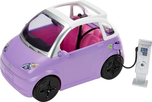 Coche eléctrico Barbie y estación carga