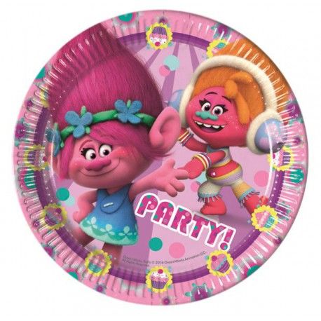 Pack 8 platos Trolls Poppy Party 20 cm