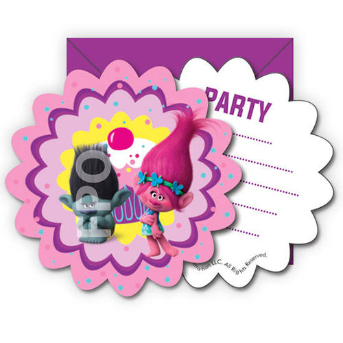 Pack 6 invitaciones Trolls Poppy Party