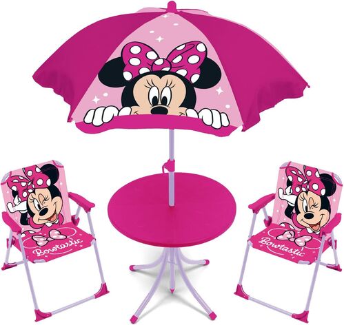 Set mesa con sombrilla y sillas Minnie Mouse