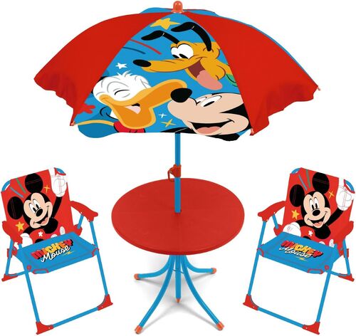 Set mesa con sombrilla y sillas Mickey Mouse