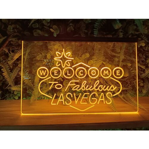 Cartel led decoración ``Welcome To The Fabulous Las Vegas´´ 30x20 cm