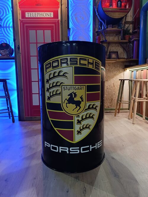 Bidón de Metal mesa alta Barril Industrial lacado "Porsche" 90 x 57 cm