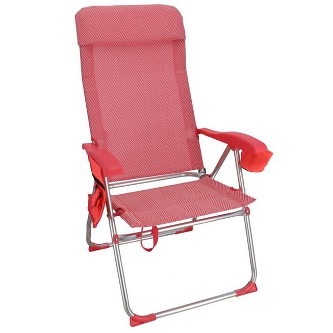 Silla plegable rojo naranja 5 posiciones 113 x 60 x 59 cm