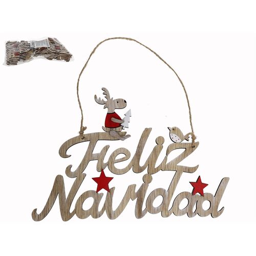 Colgante Feliz Navidad nature 22x15 cm