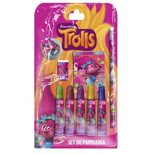 Set papeleria Trolls 6 pzs