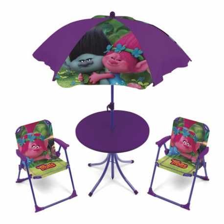 Set mesa con sombrilla y sillas Trolls