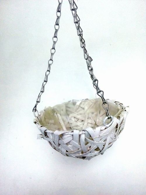 Cesta de mimbre colgante blanco 12 cm